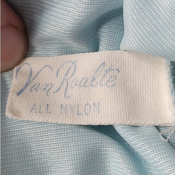 Vintage Van Raalte Blue Satin Embroidered Lace Slip Dress Feminine Nostalgia‎ - Picture 4 of 10